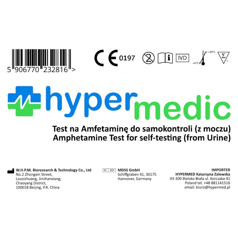 Test na Amfetaminę narkotest test na narkotyki HYPERMEDIC długa data