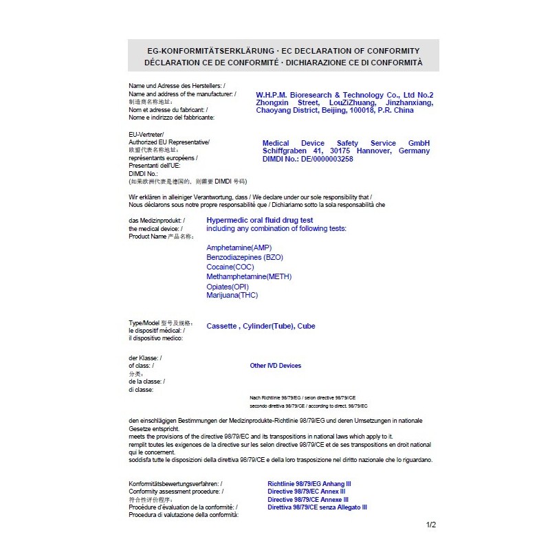 Test na narkotyki ze śliny 6 substancji narkotest Hypermedic
